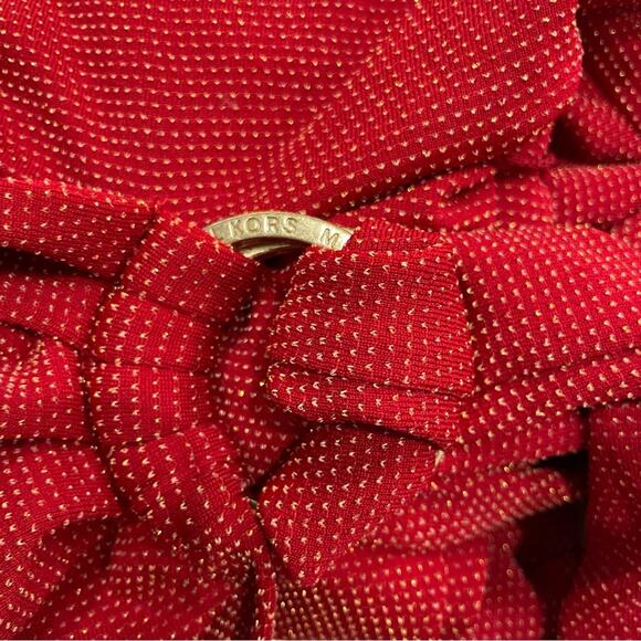 NWT Michael Kors Red Gold Glitter Dot LongSleeve Stretchy Dress Size Large - Picture 10 of 13